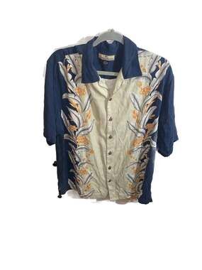 Tommy Bahama Men's Size Medium 100% Silk Floral Leaf Bird of Paradise Hawaiian C
